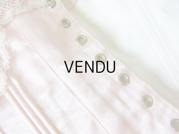 画像5: アンティーク ドール用 コルセット ピンクのシルクサテン (5)