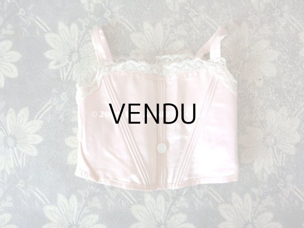 画像3: アンティーク ドール用 コルセット ピンクのシルクサテン (3)