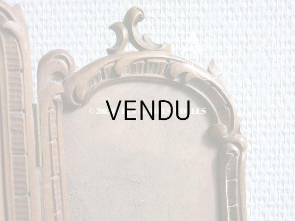 画像5: 19世紀末 アンティーク ロカイユ装飾のフォトフレーム 3面 木製 (5)