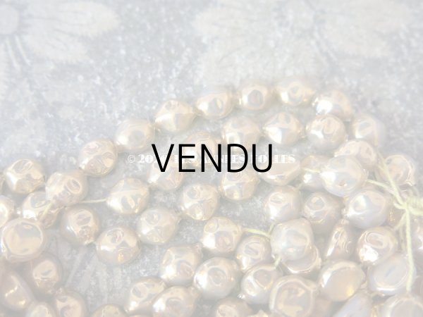 画像3: アンティーク スフレビーズ 乳白色のコーティング ゴールド 吹きガラス製 ビーズ  9mm 約140ピース (3)