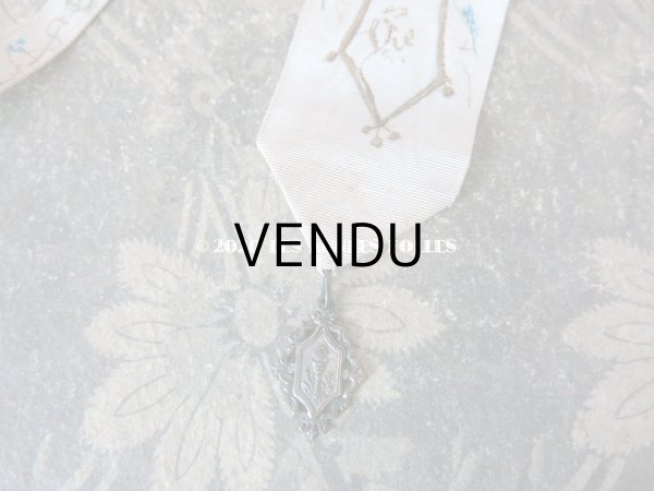 画像6: 1900年代 アンティーク メダイユ付き ブックマーク 勿忘草のハンドペイント (6)