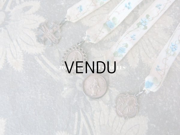 画像4: 1900年代 アンティーク メダイユ付き ブックマーク 勿忘草のハンドペイント (4)