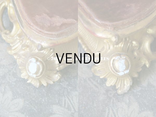 画像7: 19世紀末 アンティーク ロカイユ装飾の台座 ブラウンのベルベット　 (7)