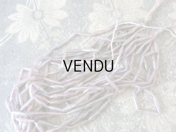 画像6: アンティーク スフレビーズ ラベンダー色　 吹きガラス製 ビーズ  4×14mm 約230ピース (6)