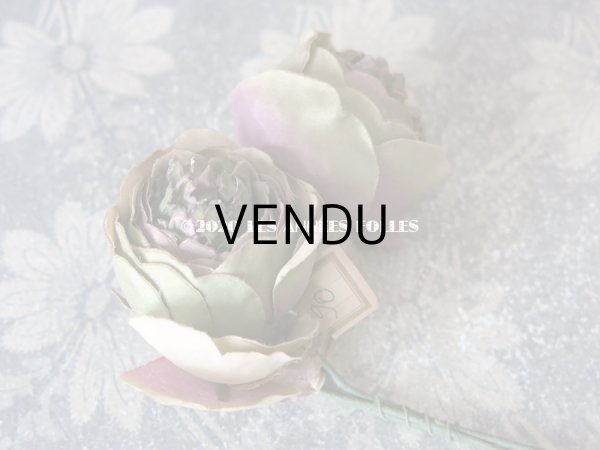 画像6: 未使用 ラベル付き アンティーク シルク製 薔薇の布花 カップ咲き コサージュ (6)