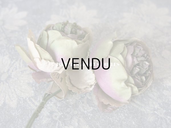 画像4: 未使用 ラベル付き アンティーク シルク製 薔薇の布花 カップ咲き コサージュ (4)