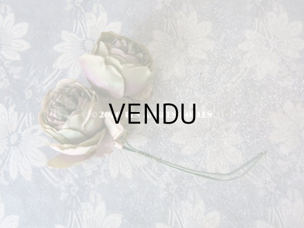 画像8: 未使用 ラベル付き アンティーク シルク製 薔薇の布花 カップ咲き コサージュ (8)