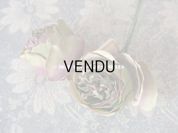 画像5: 未使用 ラベル付き アンティーク シルク製 薔薇の布花 カップ咲き コサージュ (5)