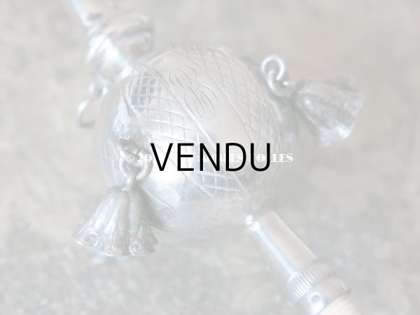 画像7: 19世紀 ナポレオン3世時代 アンティーク ラトル モノグラム入り シルバー製  (7)