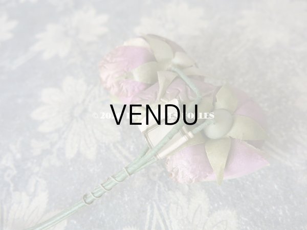 画像7: 未使用 ラベル付き アンティーク シルク製 薔薇の布花 カップ咲き コサージュ (7)
