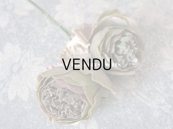 画像3: 未使用 ラベル付き アンティーク シルク製 薔薇の布花 カップ咲き コサージュ (3)