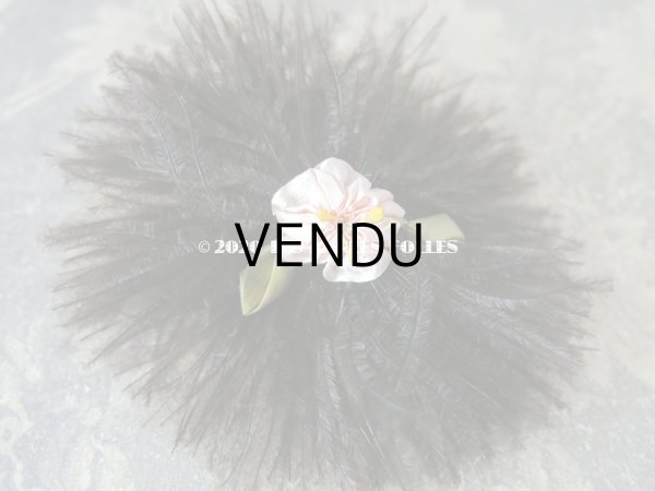 画像6: 未使用 ラベル付き アンティーク シルク製ロココトリム付 ブラウンのフェザー 帽子飾り (6)