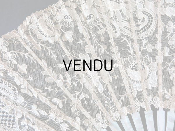 画像4: 19世紀　アンティーク ファン ポワン・ド・ローズ   【ポワン・ド・ローズ】【ポワン・ド・ガーズ】 (4)