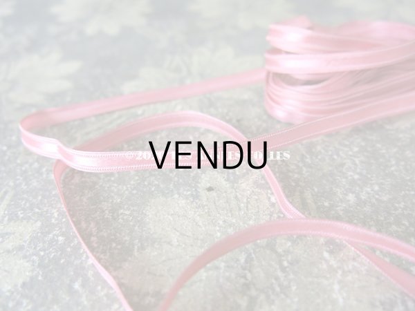 画像4: 1900年代 アンティーク シルク製 極細 サテンリボン オールドローズ色 6mm幅 (4)