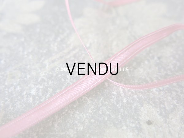 画像6: 1900年代 アンティーク シルク製 極細 サテンリボン オールドローズ色 6mm幅 (6)