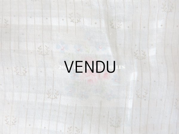 画像4: 1900年代 アンティーク  薔薇＆勿忘草 ストライプ コットン製ファブリック (エプロン) 70×51cm & 70×25cm (4)