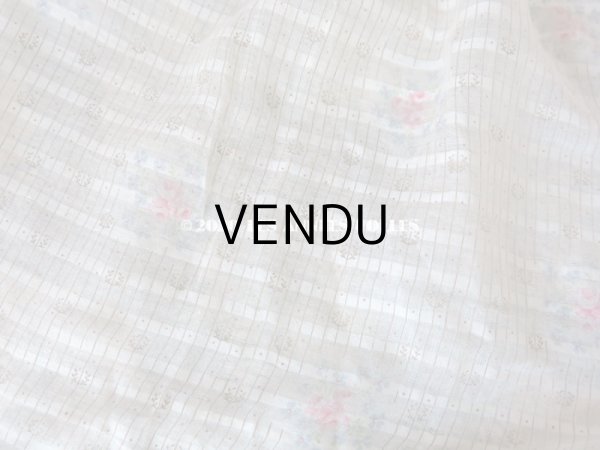 画像3: 1900年代 アンティーク  薔薇＆勿忘草 ストライプ コットン製ファブリック (エプロン) 70×51cm & 70×25cm (3)