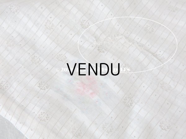 画像6: 1900年代 アンティーク  薔薇＆勿忘草 ストライプ コットン製ファブリック (エプロン) 70×51cm & 70×25cm (6)