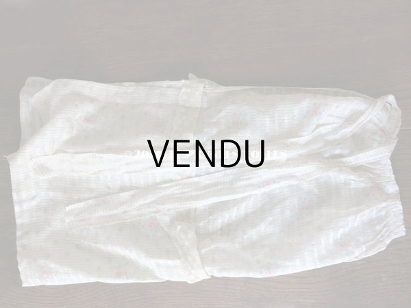 画像10: 1900年代 アンティーク  薔薇＆勿忘草 ストライプ コットン製ファブリック (エプロン) 70×51cm & 70×25cm (10)