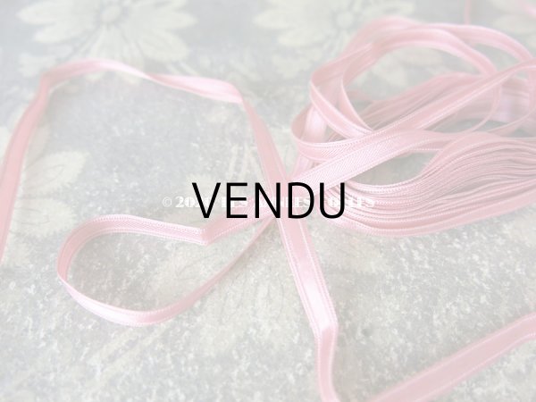 画像3: 1900年代 アンティーク シルク製 極細 サテンリボン オールドローズ色 6mm幅 (3)