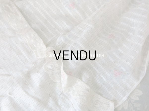 画像5: 1900年代 アンティーク  薔薇＆勿忘草 ストライプ コットン製ファブリック (エプロン) 70×51cm & 70×25cm (5)