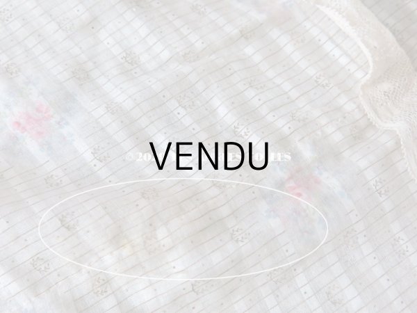 画像8: 1900年代 アンティーク  薔薇＆勿忘草 ストライプ コットン製ファブリック (エプロン) 70×51cm & 70×25cm (8)