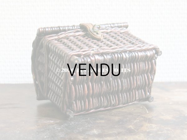 画像7: 1900年代 アンティーク ドール用 パニエ レザーのハンドル付き ブラウン (7)