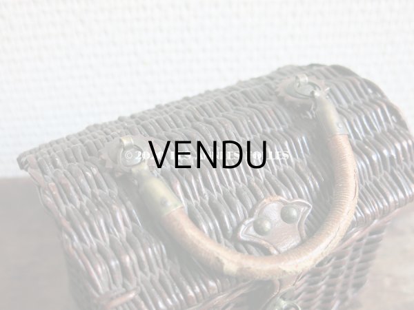 画像9: 1900年代 アンティーク ドール用 パニエ レザーのハンドル付き ブラウン (9)