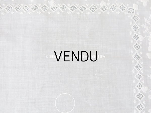 画像12: 19世紀 アンティーク  ホワイトワークの結婚式のハンカチ モノグラム＆透かし模様入り (12)