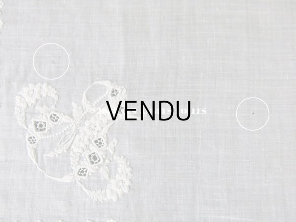 画像11: 19世紀 アンティーク  ホワイトワークの結婚式のハンカチ モノグラム＆透かし模様入り (11)