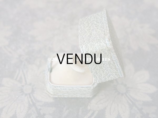 画像4: アンティーク  金彩入り リングボックス ジュエリーボックス ライトグレー&グリーン (4)