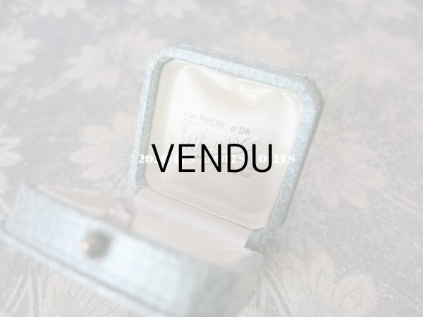 画像3: アンティーク  金彩入り ジュエリーボックス グレイッシュブルー (3)