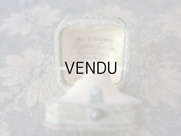 画像7: アンティーク  金彩入り リングボックス ジュエリーボックス ライトグレー&グリーン (7)