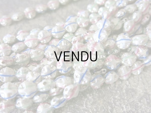 画像5: アンティーク スフレビーズ クロス＆ラウンド 3色のライン入り シルバー 吹きガラス製 ビーズ  8mm 約80ピース (5)