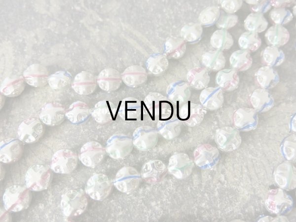 画像4: アンティーク スフレビーズ クロス＆ラウンド 3色のライン入り シルバー 吹きガラス製 ビーズ  8mm 約80ピース (4)