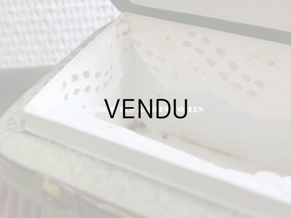 画像16: 19世紀 アンティーク ナポレオン3世時代 お菓子箱 ハンドル付き 花模様のレースペーパー チョコレートボックス 木箱  (16)
