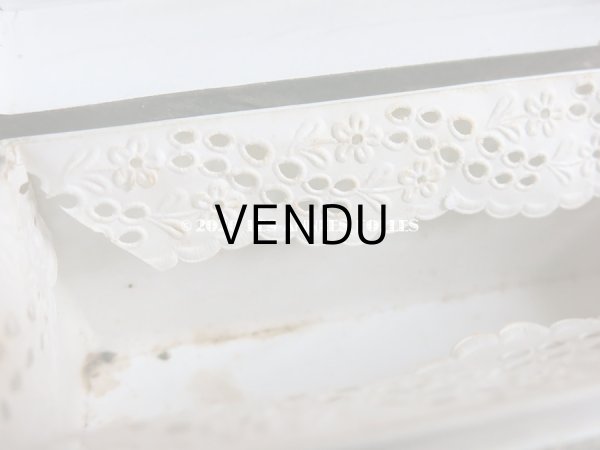 画像15: 19世紀 アンティーク ナポレオン3世時代 お菓子箱 ハンドル付き 花模様のレースペーパー チョコレートボックス 木箱  (15)