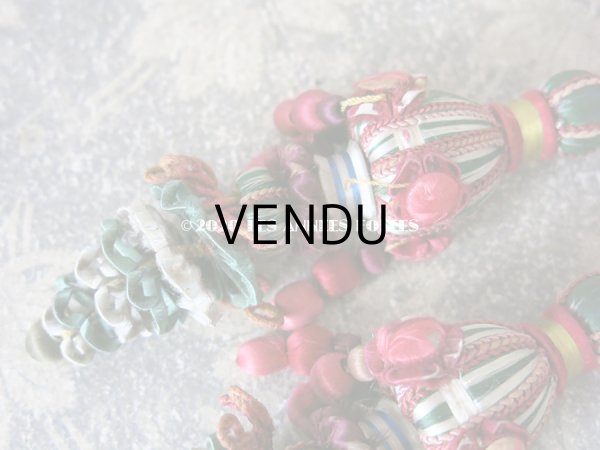 画像12: 19世紀 アンティーク シルク製 大きなタッセル ポンポン パスマントリー  (12)