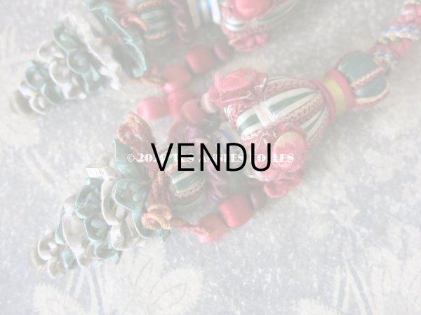 画像13: 19世紀 アンティーク シルク製 大きなタッセル ポンポン パスマントリー  (13)