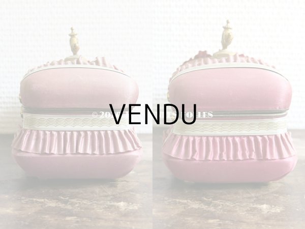 画像10: 19世紀 アンティーク ナポレオン3世時代 お菓子箱 ハンドル付き 花模様のレースペーパー チョコレートボックス 木箱  (10)