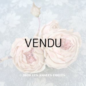 画像: 未使用 ラベル付き アンティーク 薔薇の布花 淡いピンク カップ咲き コサージュ