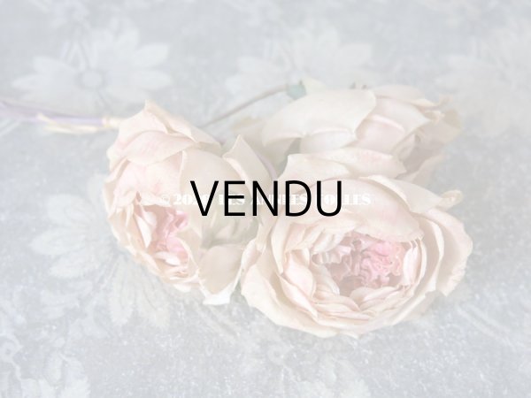 画像10: 未使用 ラベル付き アンティーク 薔薇の布花 淡いピンク カップ咲き コサージュ (10)