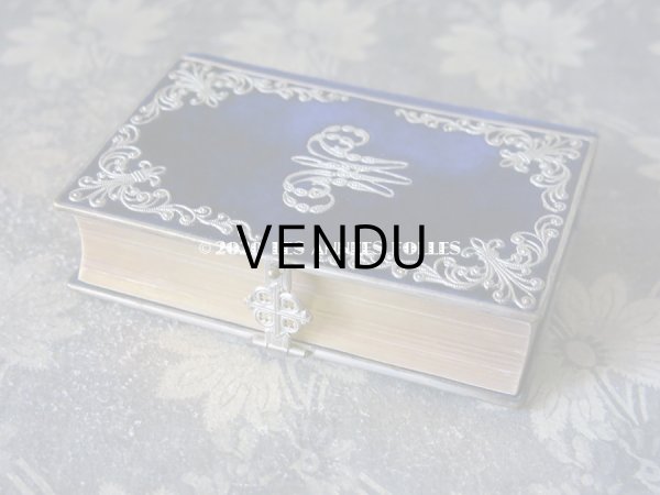 画像5: 1870年 アンティーク ミサ典書 ダークブルーのベルベット (5)