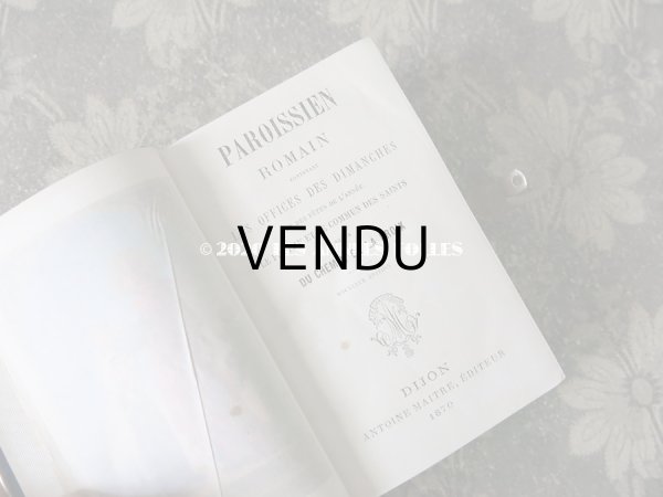 画像10: 1870年 アンティーク ミサ典書 ダークブルーのベルベット (10)