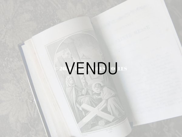 画像11: 1870年 アンティーク ミサ典書 ダークブルーのベルベット (11)