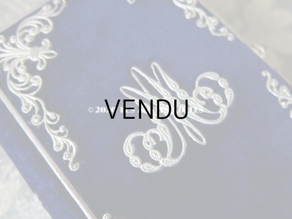 画像7: 1870年 アンティーク ミサ典書 ダークブルーのベルベット (7)