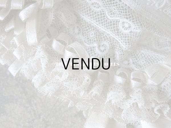 画像6: アンティーク バテム用　レースのボネ オフホワイトのシルクリボン (6)