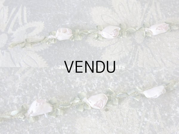 画像6: 未使用 1900年代 アンティーク シルク製 薔薇のロココトリム 30cm 淡いパープル (6)