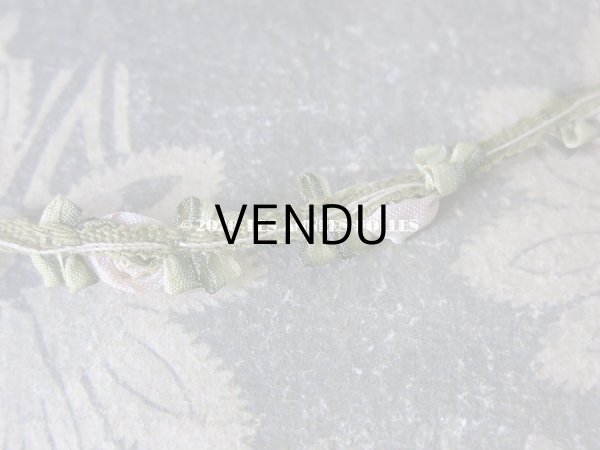 画像5: 未使用 1900年代 アンティーク シルク製 薔薇のロココトリム 30cm 淡いパープル (5)