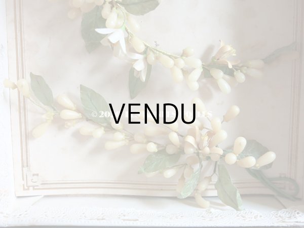 画像13: 未使用 アンティーク レースペーパー付ボックス入り&台紙付 ワックスフラワーのヘッドリース ウェディング 結婚式 ティアラ (13)